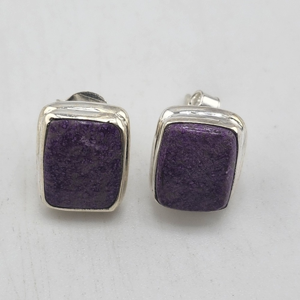 Sterling Silver 925 Phosphorite Stud‎ Earrings